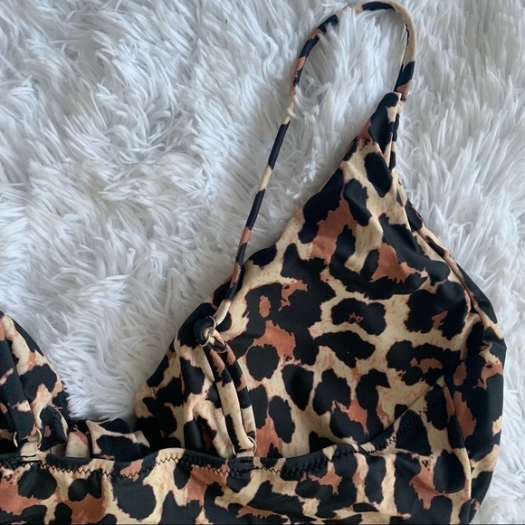 Nwot Animal Print Cut Out Monokini One Piece Bathing Suit High Waist - Picture 4 of 13